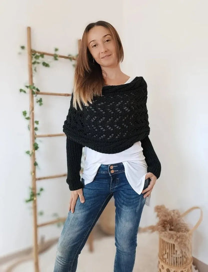 Knitted Cable Wrap Shrugs For Women